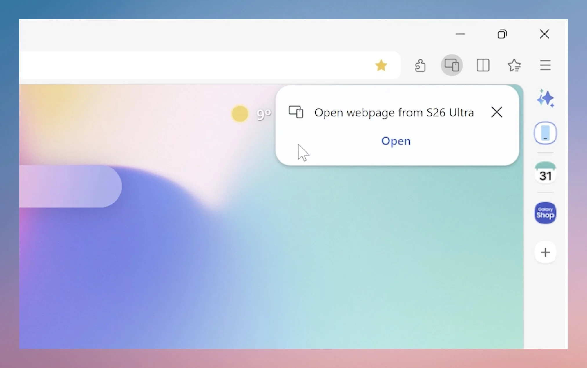 Continuity browsing in samsung browser